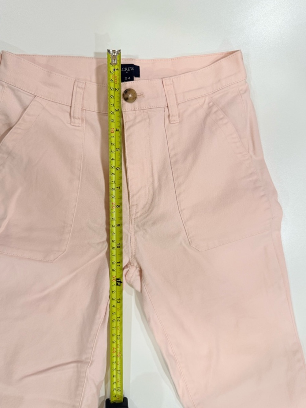 J.Crew Blush Pink Straight Leg Pants Size 24 High Rise Cotton Stretch - Picture 4 of 10